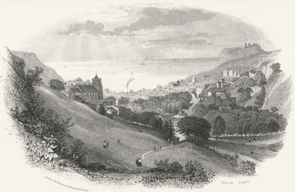 SUSSEX. Hastings path Minnis Rock c1855 old antique vintage print picture